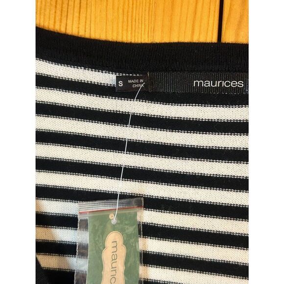 MAURICES Womens White Black Blue 3/4 Sleeve Cardigan NWT Size Small (5204) - Picture 3 of 5